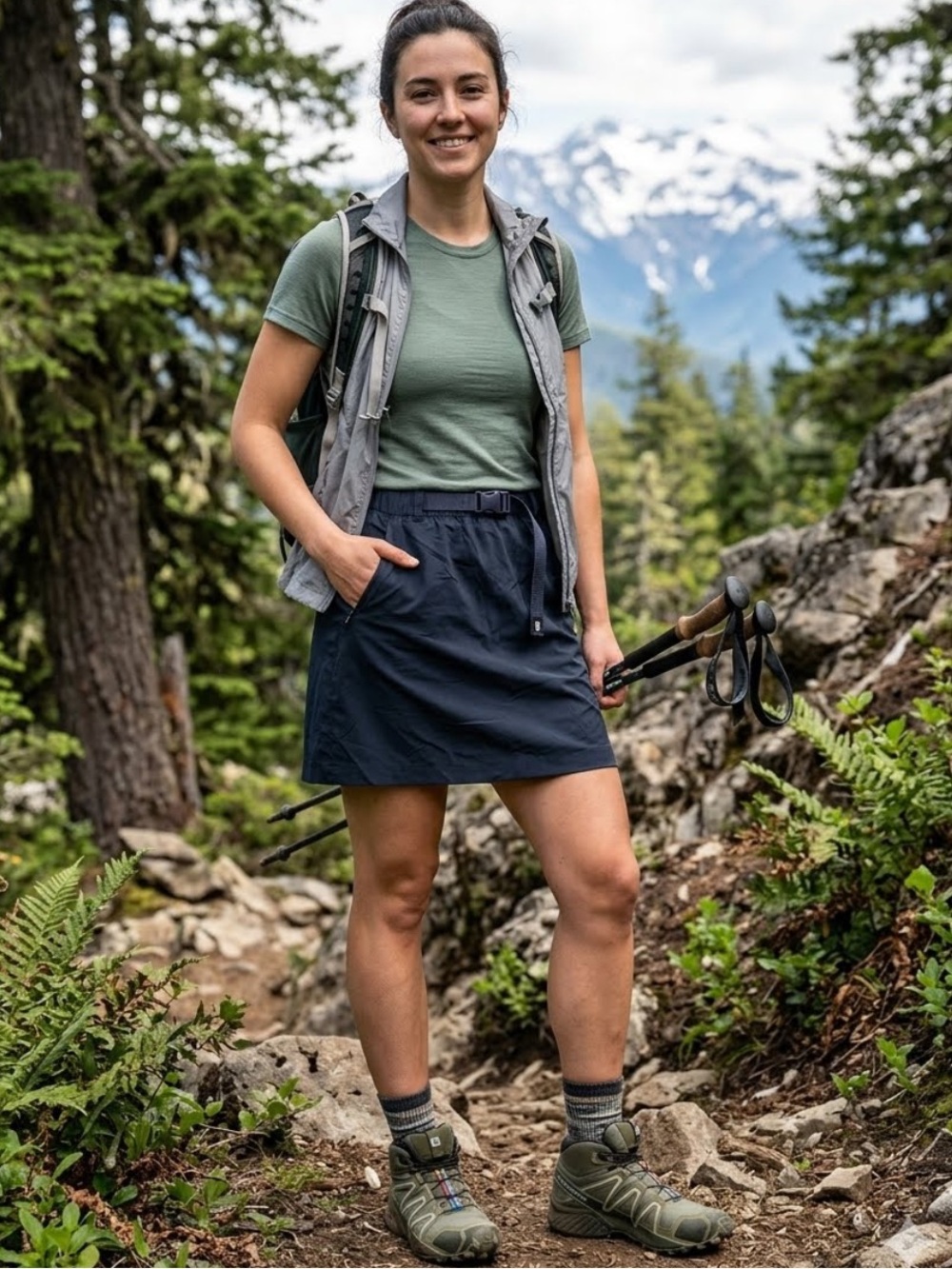 Royal Robbins Black Outdoor Nylon Skirt Belt Pockets Hiking Travel Gorpcore Sz S